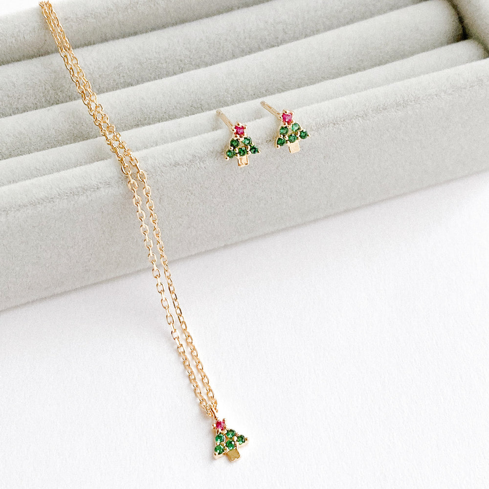 [最後現貨] Petite Christmas Tree Earrings & Necklace