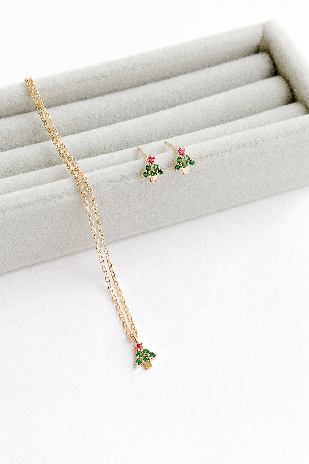 [XMAS] 22582 Petite Christmas Tree Earrings & Necklace (3 colours)