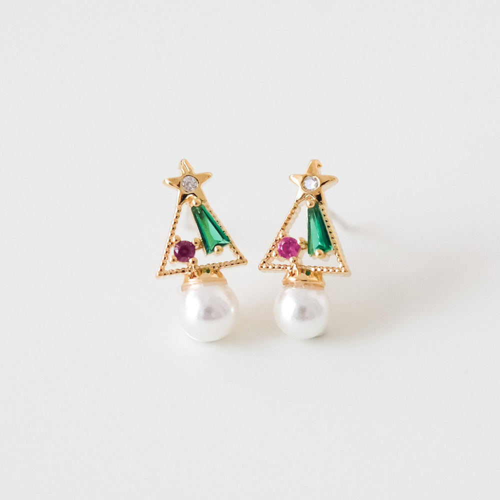 [最後現貨] 23969 Golden Cubic Christmas Tree Earrings