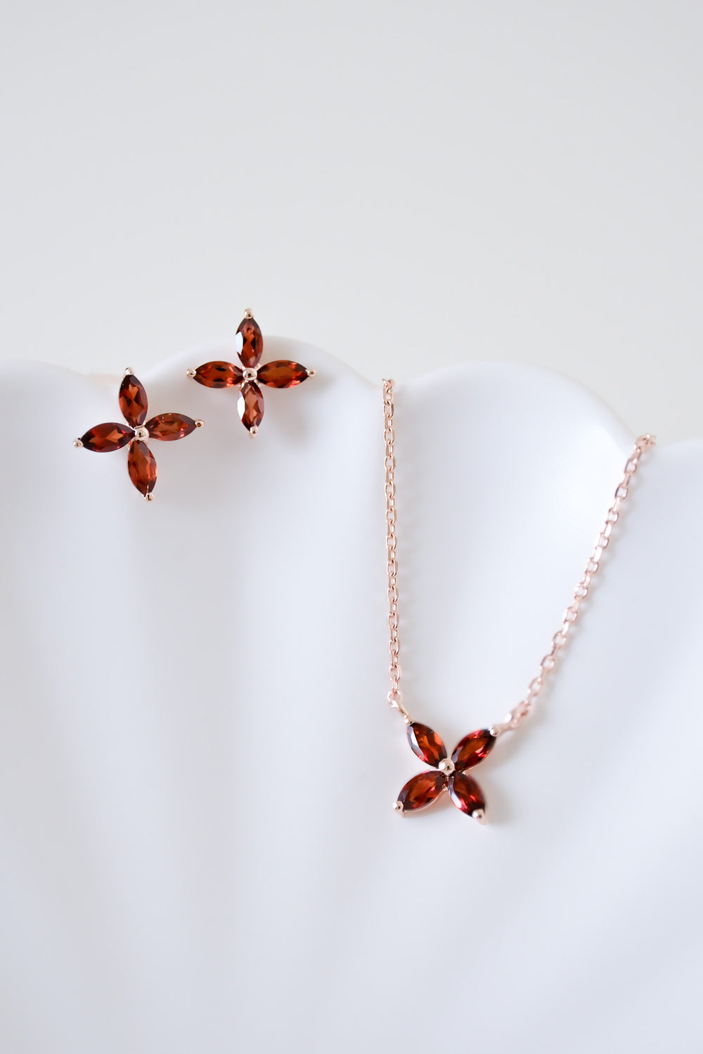 24256 Milada Gemstone Earrings & Necklace | Garnet